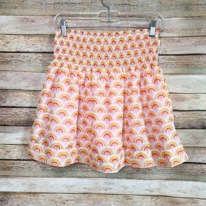J. Marie Women's Rainbow Print Smocked Boho Mini Skirt Size Medium